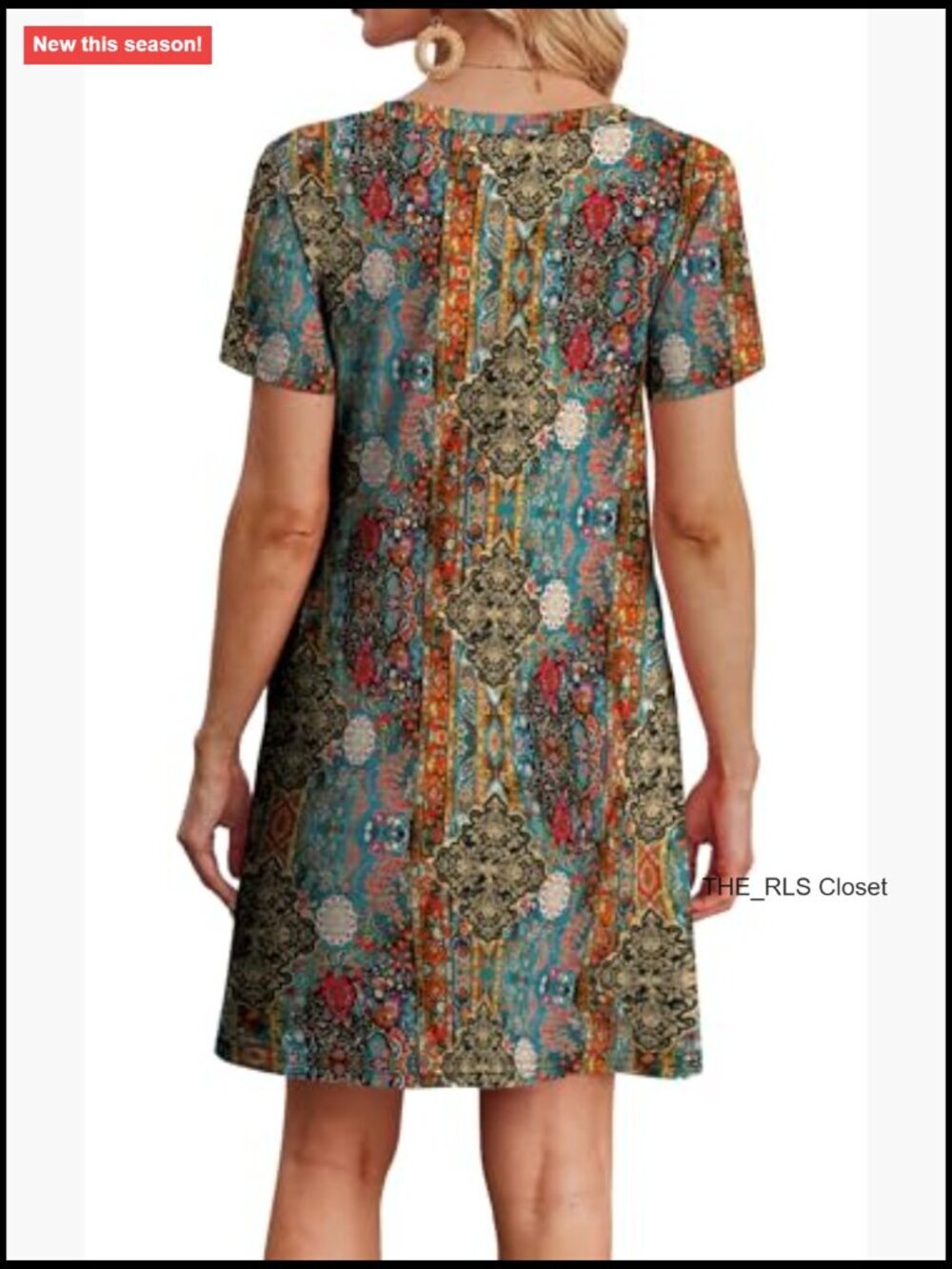 Casual Loose T-Shirt Dress with Pockets for Summer Beach Vacation - Picture 4 of 7